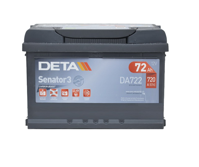 Аккумулятор автомобильный Deta Senator 3 - 72 о.п. низкий
